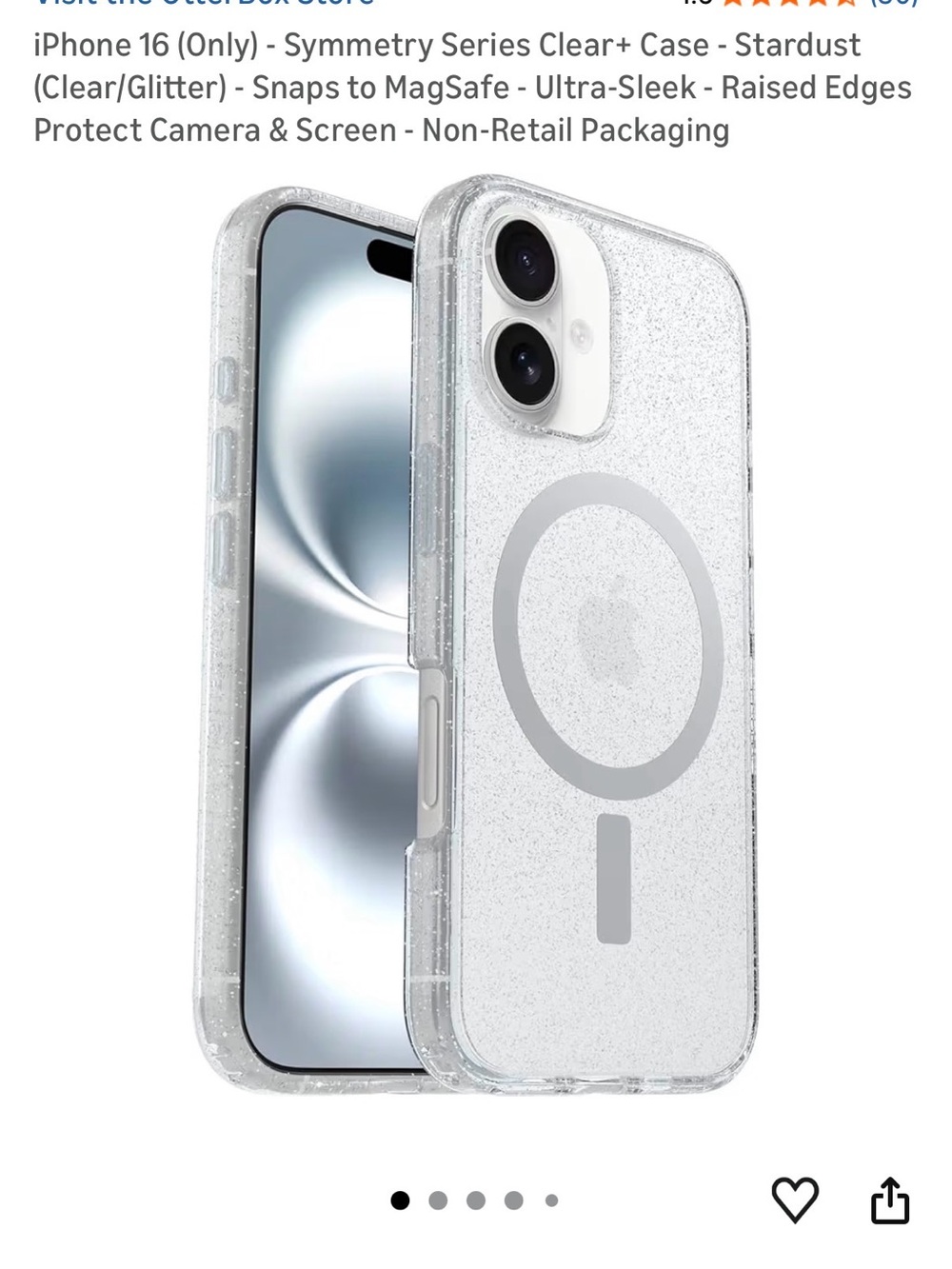 OtterBox Symmetry Series Clear+ Stardust Case for iPhone 16 - Clear Glitter
